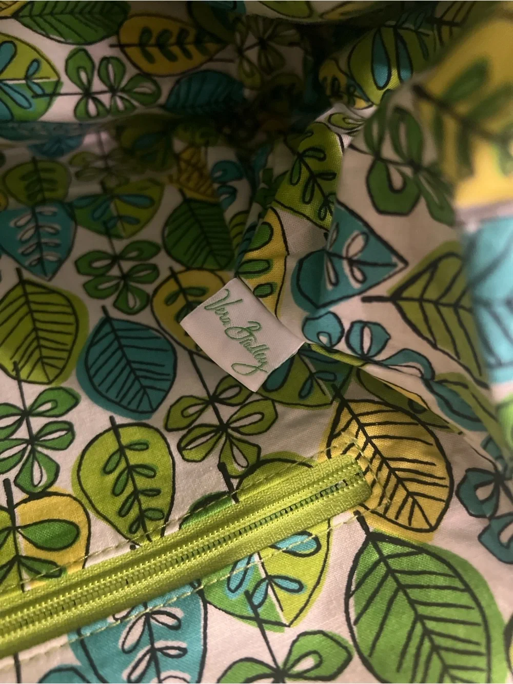 Vera Bradley Green, Yellow and Teal Quilted Floral Tote